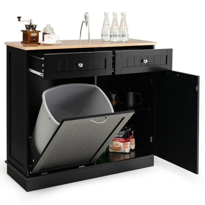 Rubber Wood Kitchen Trash Cabinet