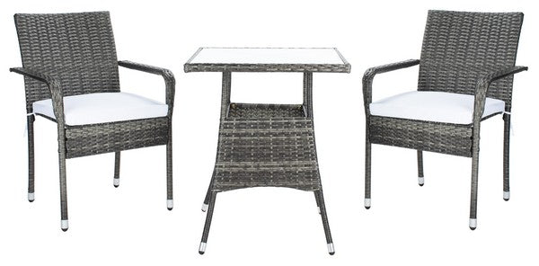 Laban Bistro Set/Grey Brown/White Cushion
