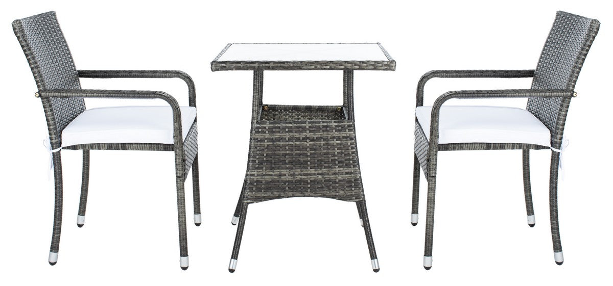 Laban Bistro Set/Grey Brown/White Cushion