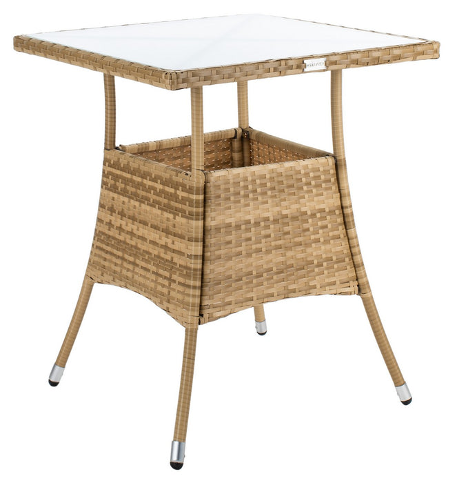 Laban Bistro Set/Natural/White Cushion