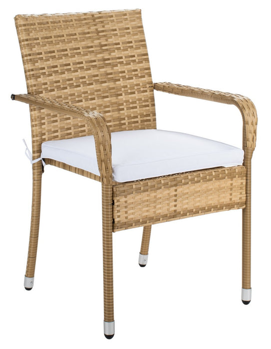 Laban Bistro Set/Natural/White Cushion