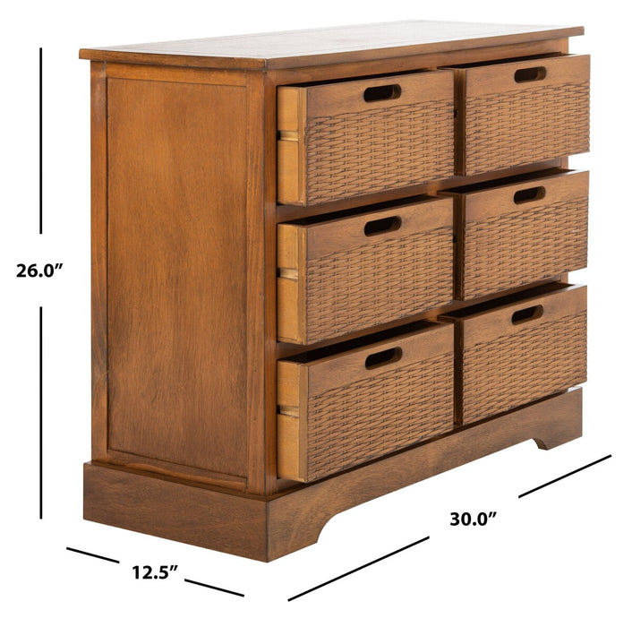Landers 6 Drawer Storage Unit/ Honey