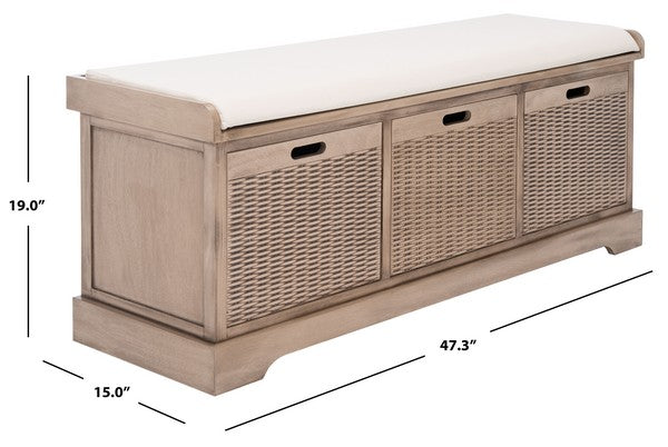 Landers 3 Drawer / Cushion Storage Bench/Sand