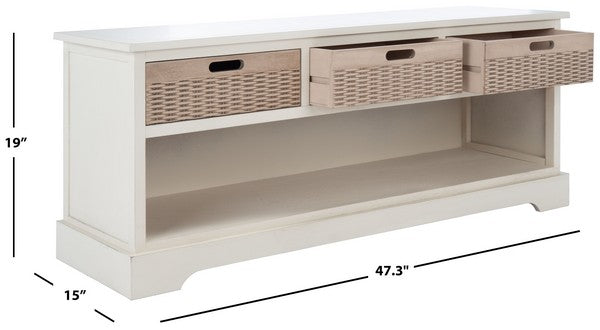 Landers 3 Drawer Storage Bench/Distressed White
