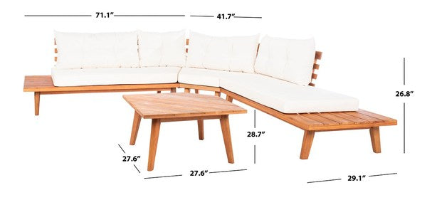Lansen 4 Piece Corner Living Set/Natural Beige Cushion