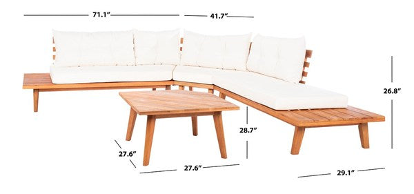 Lansen 4 Piece Corner Living Set/Natural Beige Cushion