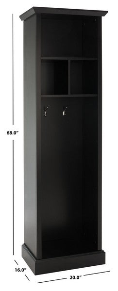 Layli 4 Shelf 2 Hook Top Storage Hall Tree/Black