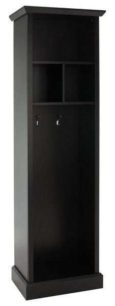 Layli 4 Shelf 2 Hook Top Storage Hall Tree/Black