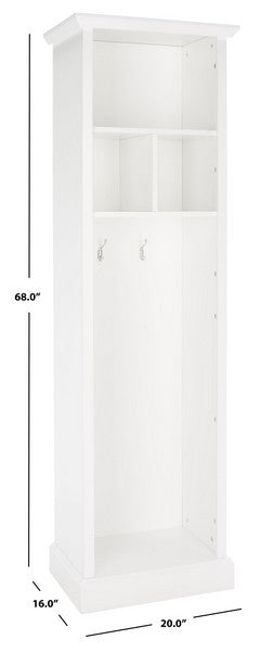Layli 4 Shelf 2 Hook Top Storage Hall Tree/White