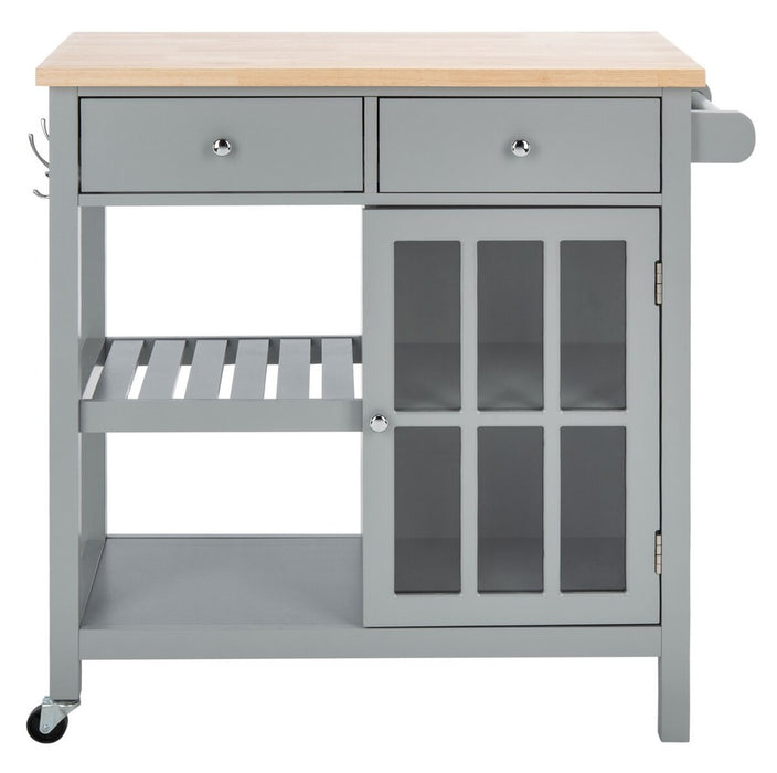 Locklyn 1 Door 2 Drawer 2 Shelf Kitchen Cart/ Grey