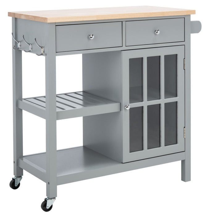 Locklyn 1 Door 2 Drawer 2 Shelf Kitchen Cart/ Grey