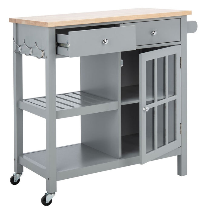 Locklyn 1 Door 2 Drawer 2 Shelf Kitchen Cart/ Grey