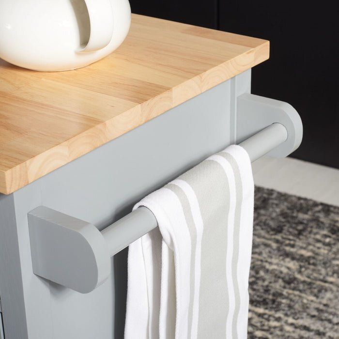 Locklyn 1 Door 2 Drawer 2 Shelf Kitchen Cart/ Grey