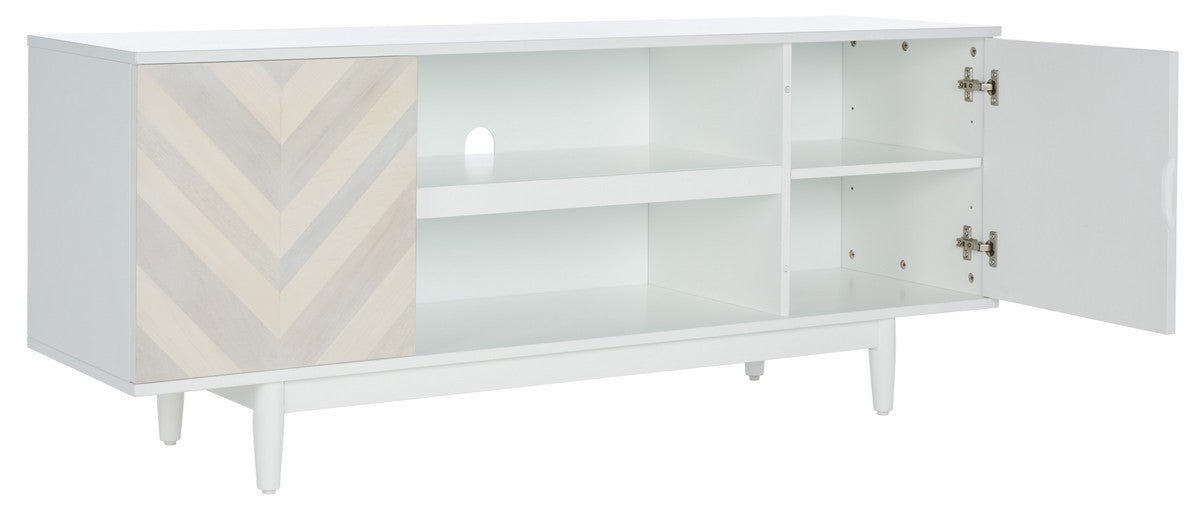 Tay 3 Shelf Patterned Media Stand/ White