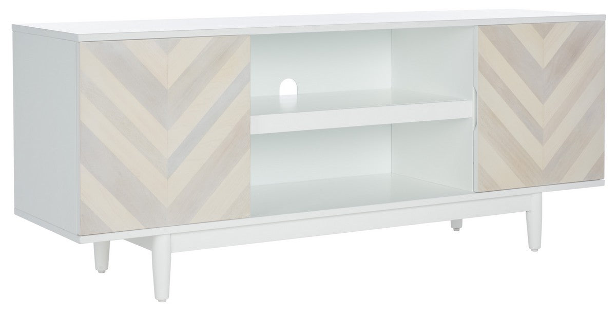 Tay 3 Shelf Patterned Media Stand/ White