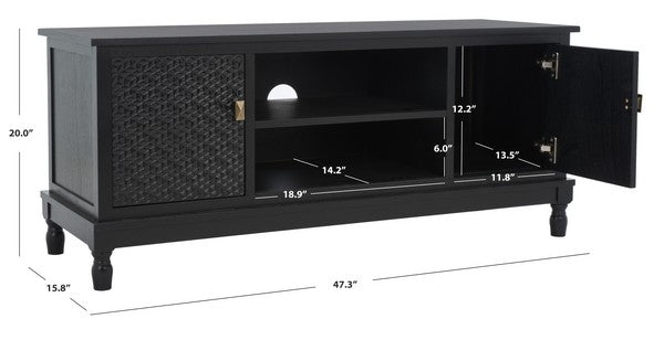 Halton 2 Door 1 Shelf Media Stand/ Black