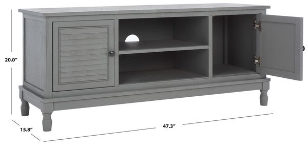 Tate 2 Door 1 Shelf Media Stand/Distressed Grey