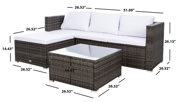 Madalina Living Set/Grey Brown / White