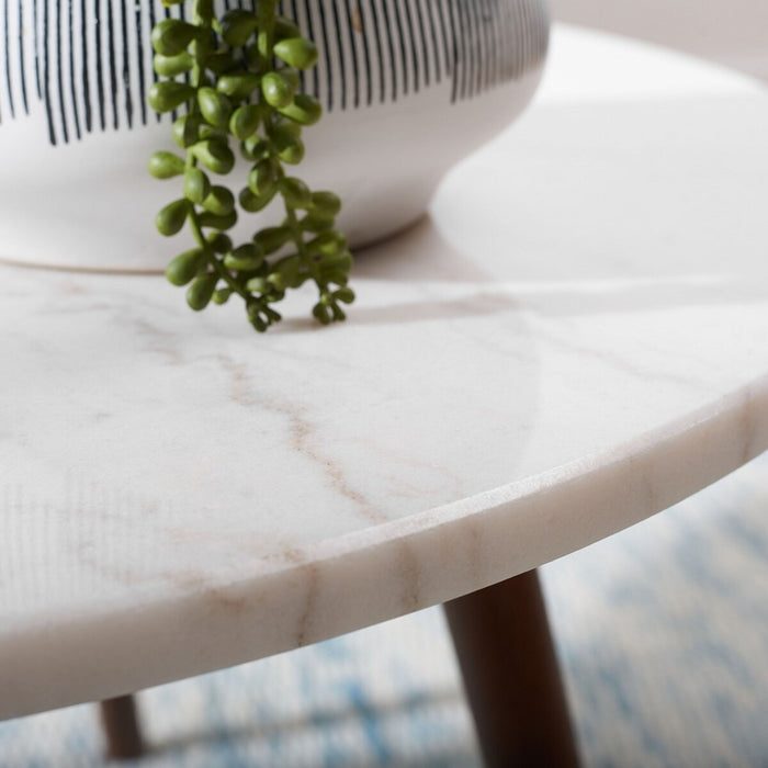 Maja Round Marble Coffee Table Marble / Walnut