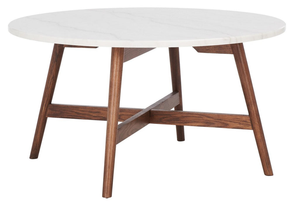 Maja Round Marble Coffee Table Marble / Walnut