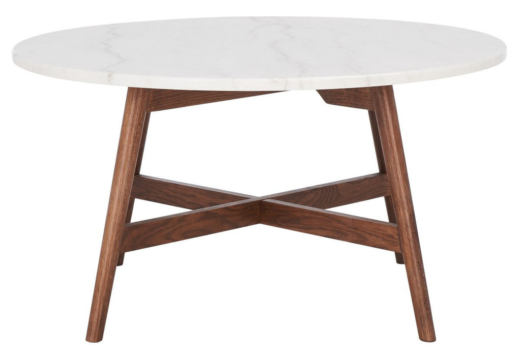Maja Round Marble Coffee Table Marble / Walnut