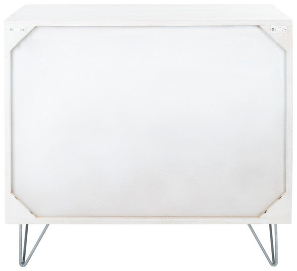 Marigold 3 Drawer Chest/White Wash/Silver