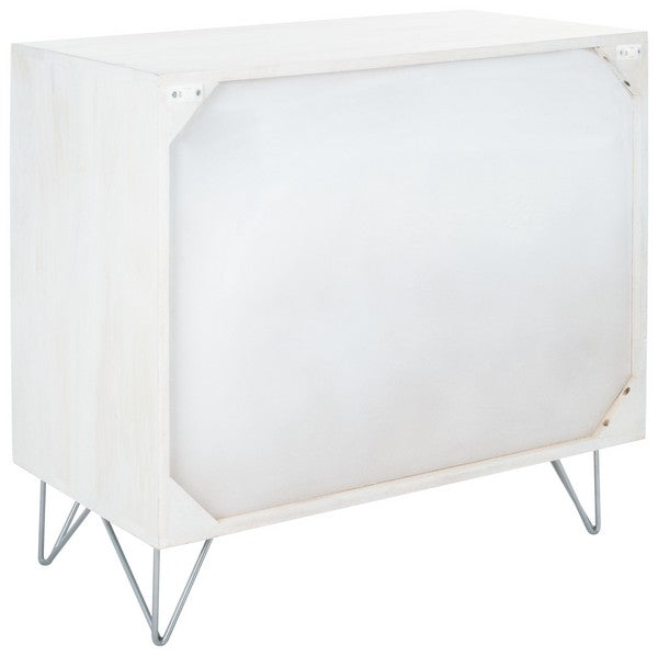 Marigold 3 Drawer Chest/White Wash/Silver