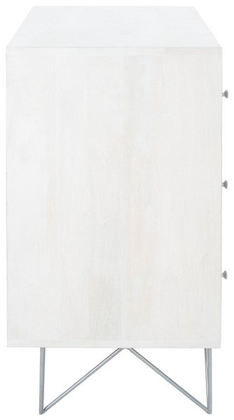 Marigold 3 Drawer Chest/White Wash/Silver