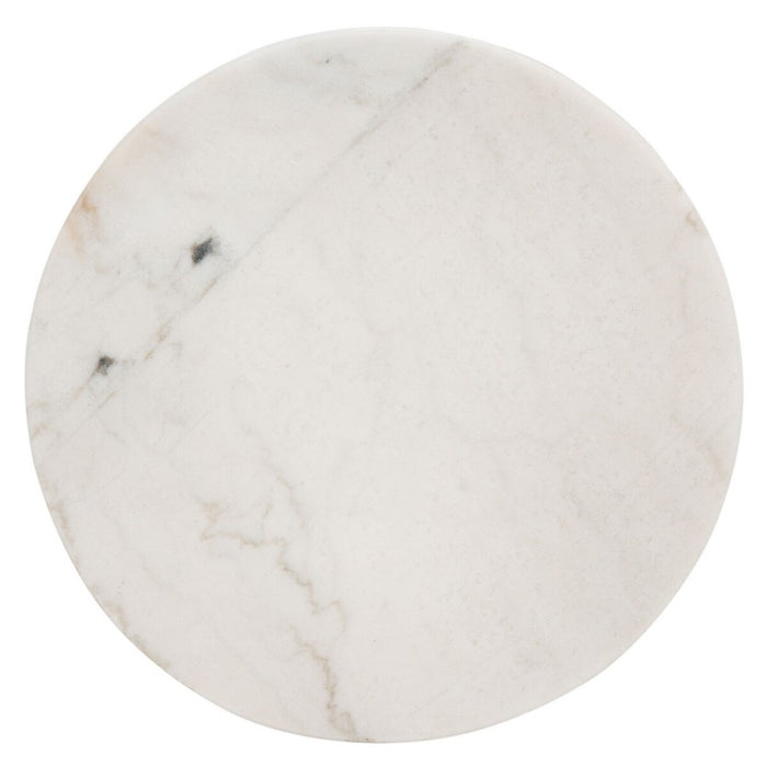 Marini Round Marble End Table Marble / Walnut
