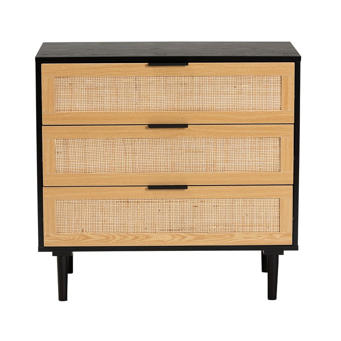 Maureen Rattan 3 Drawer Dresser/Brown Tan