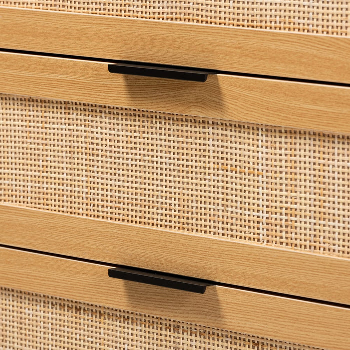 Maureen Rattan 3 Drawer Dresser/Brown Tan
