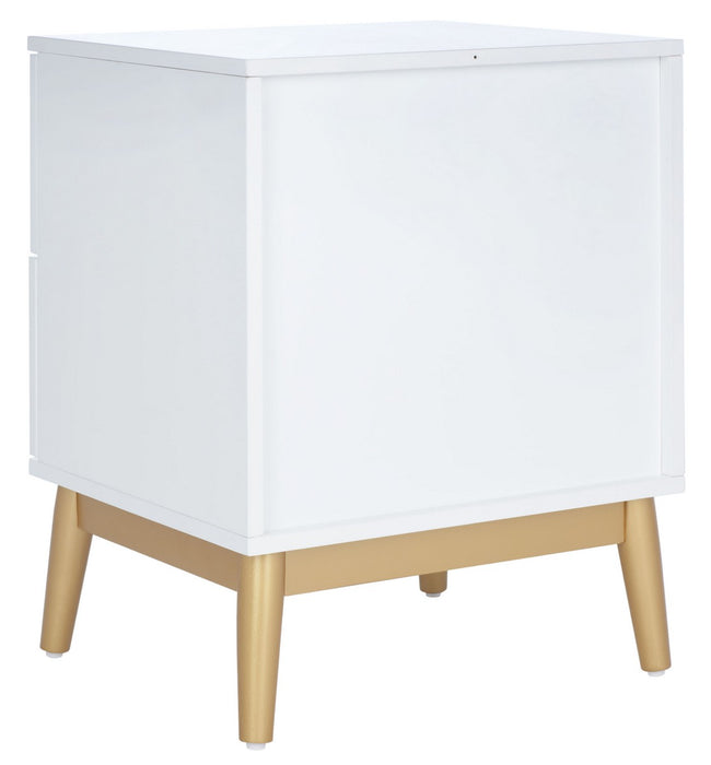 Ottoline 2 Drawer Patterned Night Stand/ White/ Gold