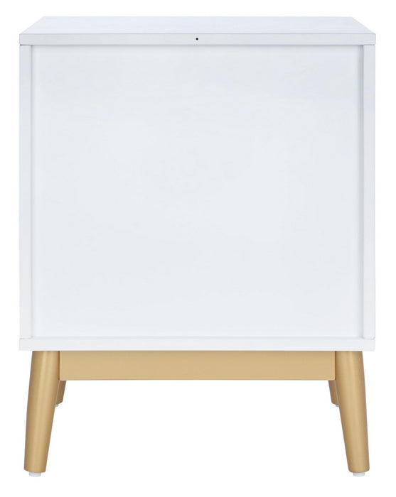 Ottoline 2 Drawer Patterned Night Stand/ White/ Gold