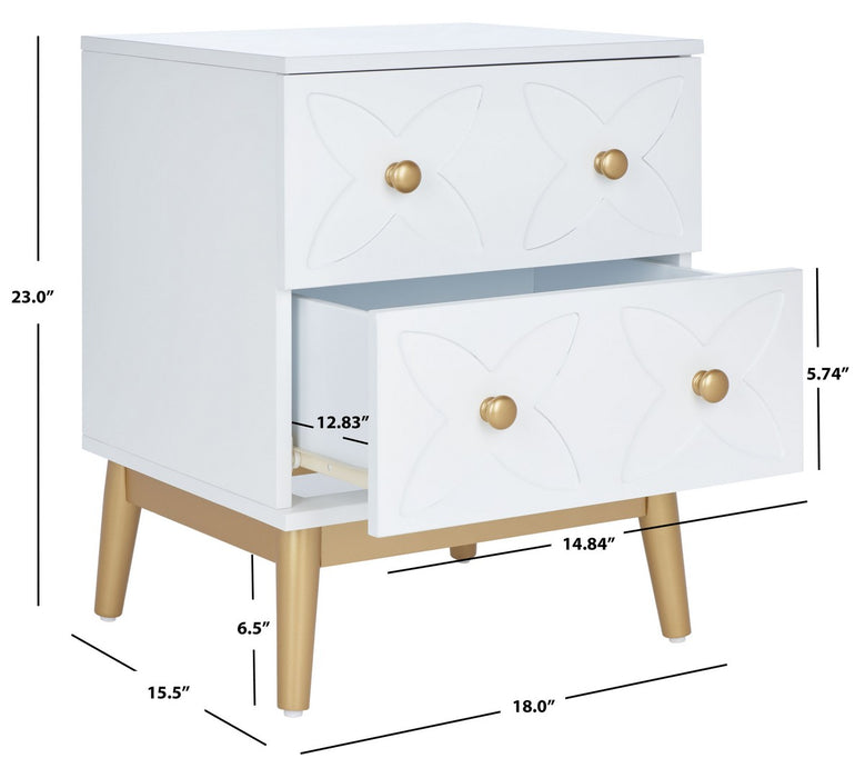 Ottoline 2 Drawer Patterned Night Stand/ White/ Gold