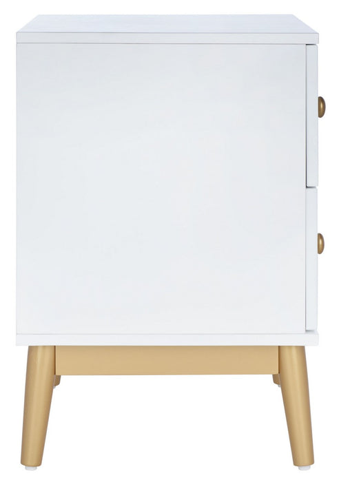 Ottoline 2 Drawer Patterned Night Stand/ White/ Gold