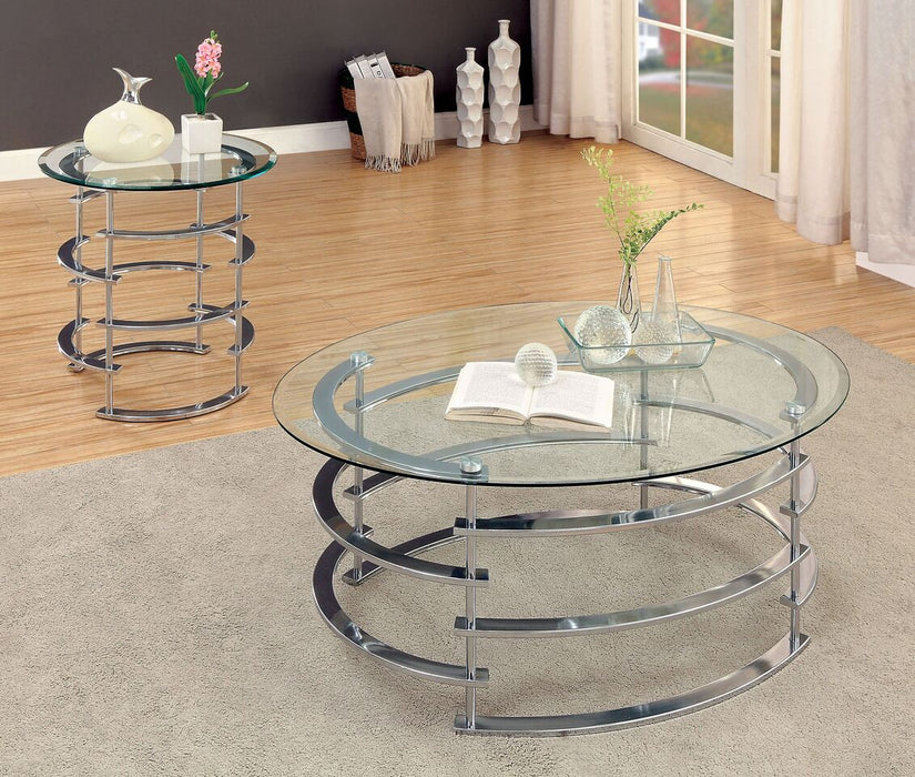 Furniture of America Odis Round Glass Coffee Table - Cool Stuff & Accessories
