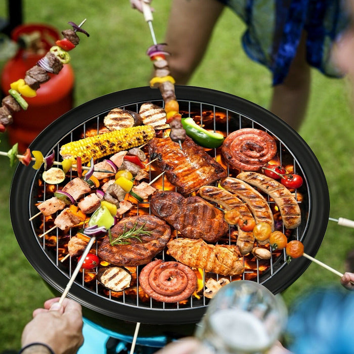 22 Inch Steel Outdoor Fire Pit Bowl With Wood Grate/ Black
