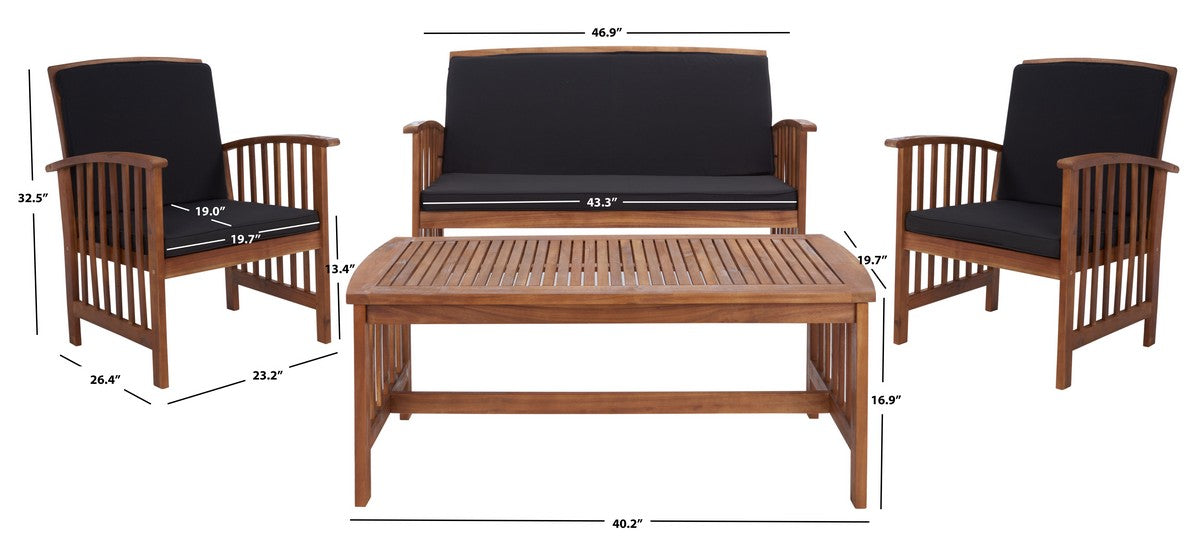 Rocklin 4 Pc Outdoor Set/ Natural/ Black