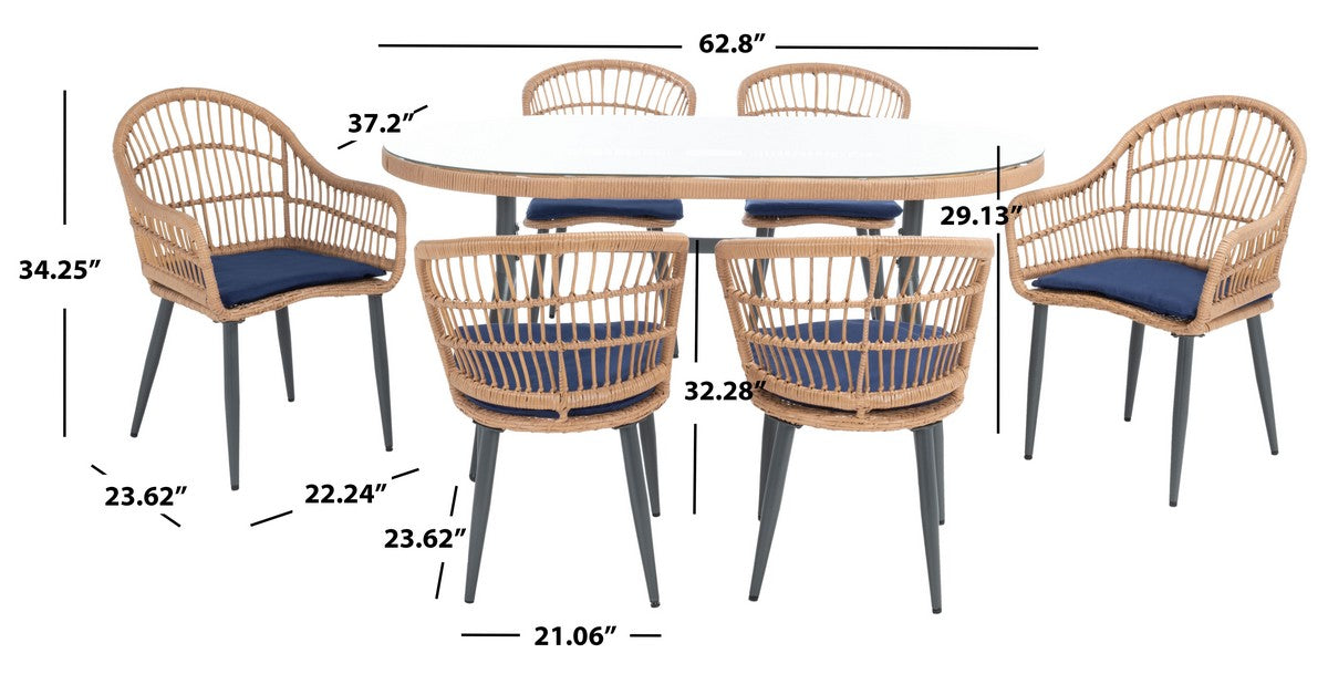 Genser 7 Piece Dining Set/Navy - Cool Stuff & Accessories