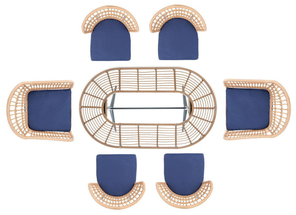 Genser 7 Piece Dining Set/Navy - Cool Stuff & Accessories