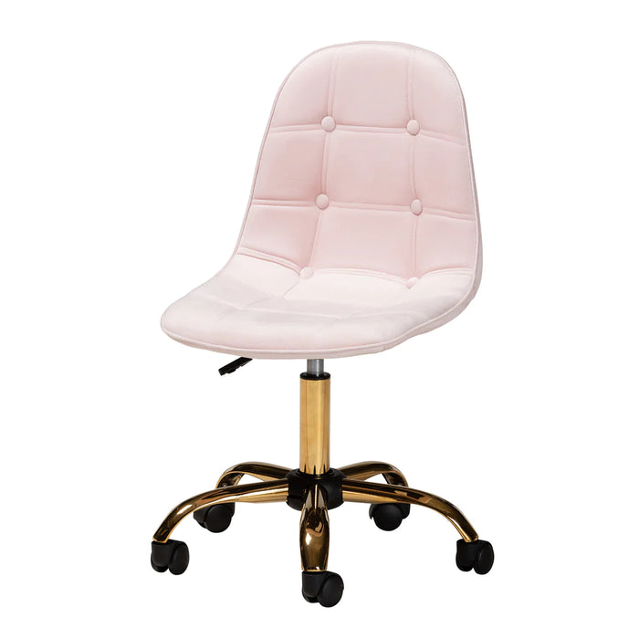 Kabira Swivel Office Chair/Pink Velvet