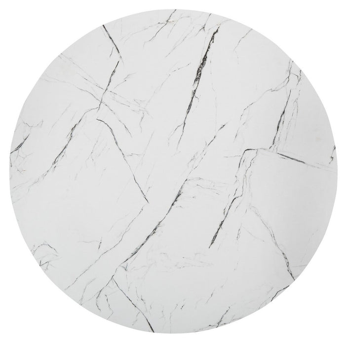 Pia Marble Coffee Table/ White Faux Marble Top/ Black Legs