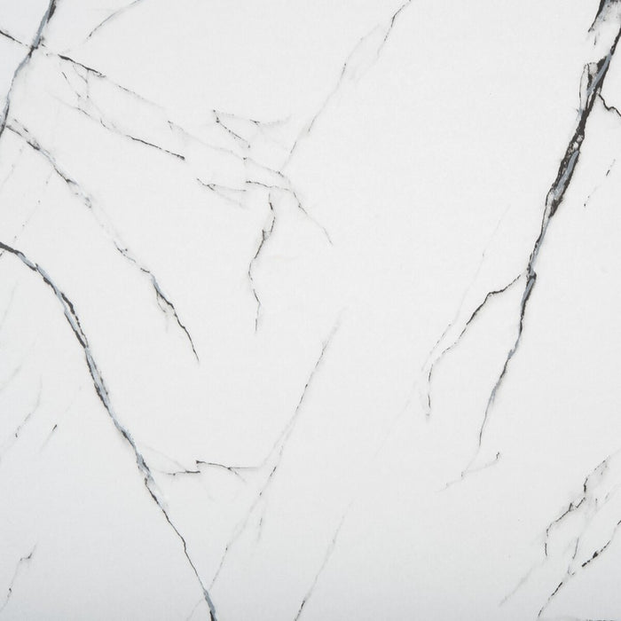 Pia Marble Coffee Table/ White Faux Marble Top/ Black Legs
