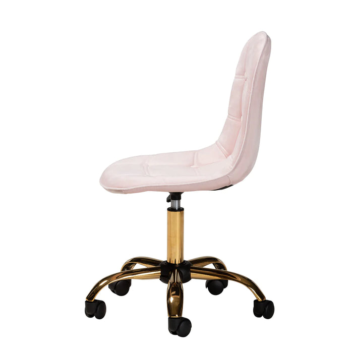 Kabira Swivel Office Chair/Pink Velvet