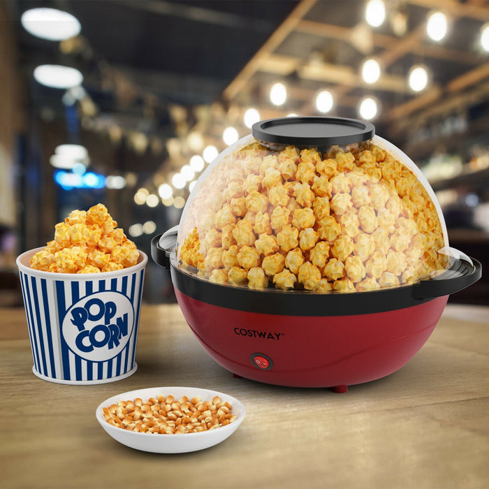 Popcorn Popper Maker With Nonstick Plate Red
