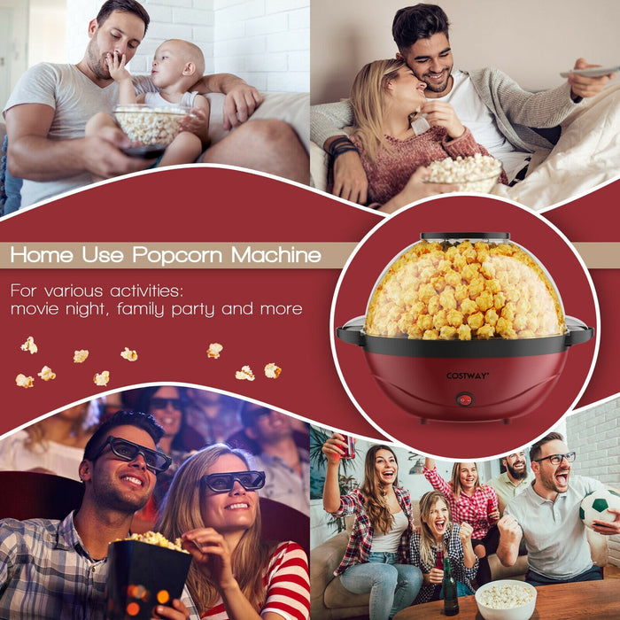 Popcorn Popper Maker With Nonstick Plate Red
