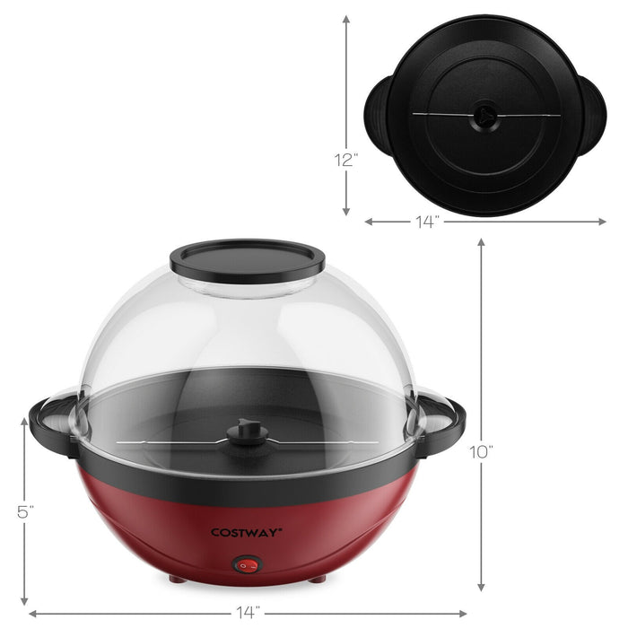 Popcorn Popper Maker With Nonstick Plate Red