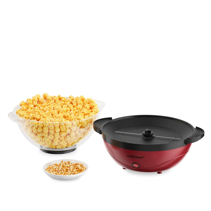 Popcorn Popper Maker With Nonstick Plate Red