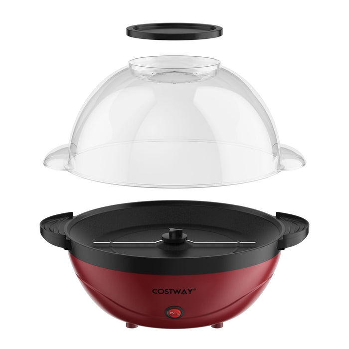 Popcorn Popper Maker With Nonstick Plate Red