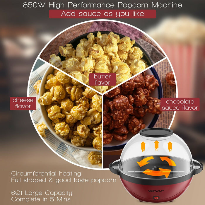 Popcorn Popper Maker With Nonstick Plate Red